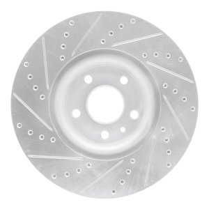 Ford Fusion Brake Rotor (1) - Front Right - R1 Concepts - Drilled & Slotted - Silver - `13-`20